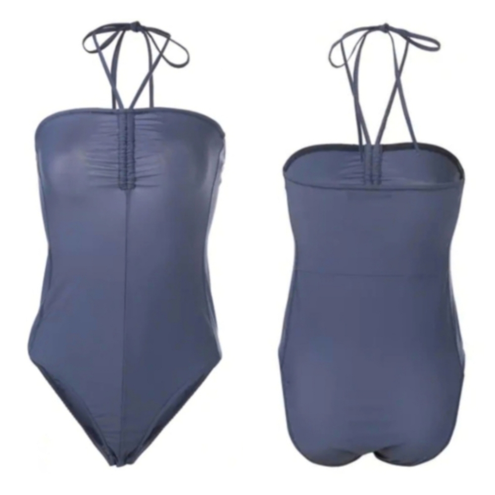 TIBI Stretch Shirred Halter Neck Bodysuit